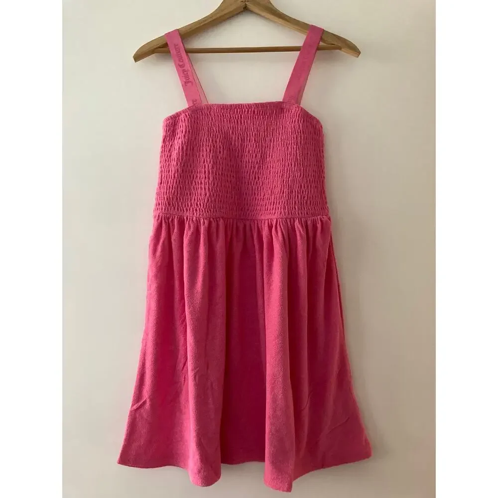 NWT Kids Juicy Couture Pink Terry Cloth Dress Sz XL